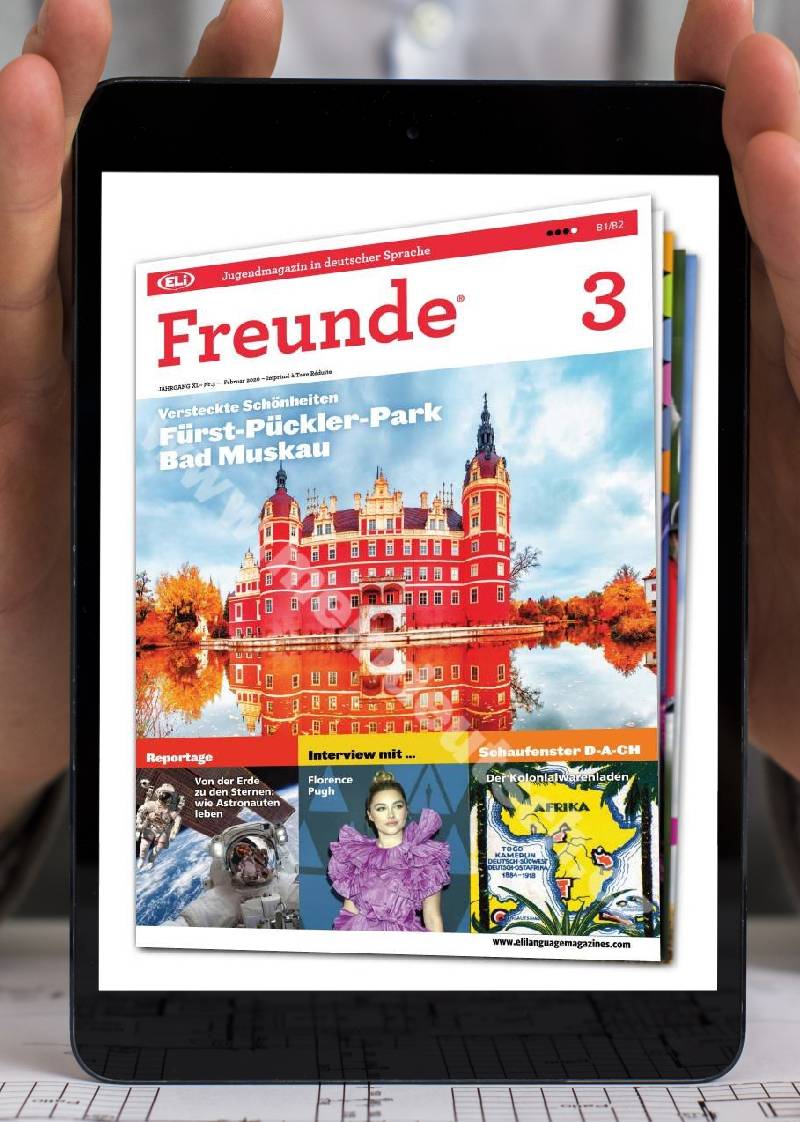 Tlačiteľný časopis PDF na výučbu nemčiny Freunde B1 - B2, 2023-24