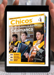 Tlačiteľný časopis PDF na výučbu španielčiny Chicos A2 - B1, 2023-24